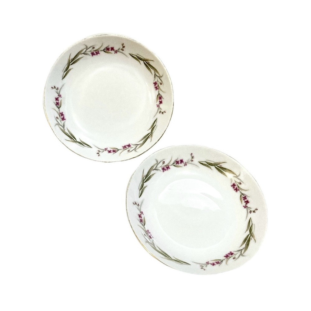 Vintage Prestige Fine China Purple Flower Dessert Bowls